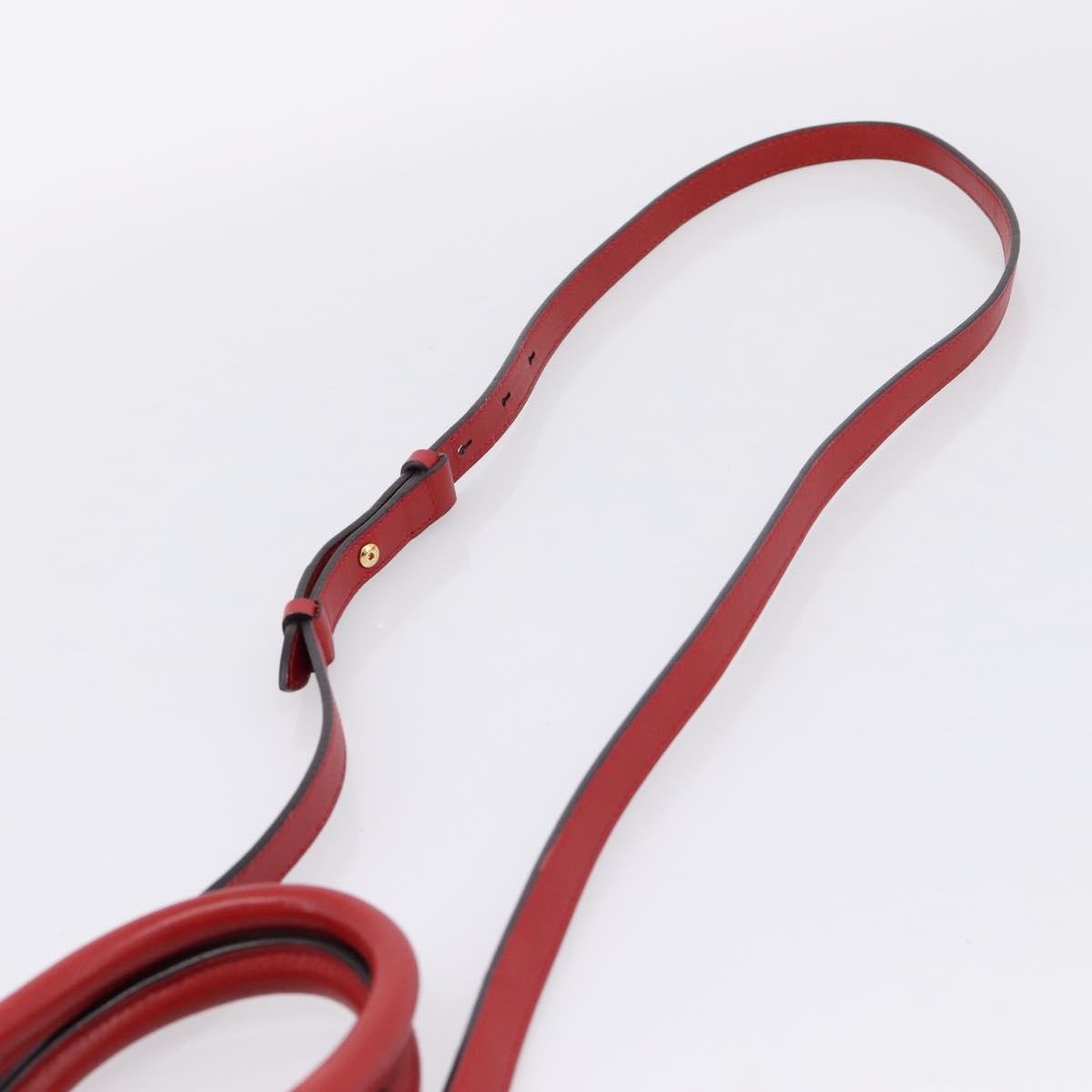 Salvatore Ferragamo Gancini Studio Bag Leather 2way Red Gold Auth 208047A