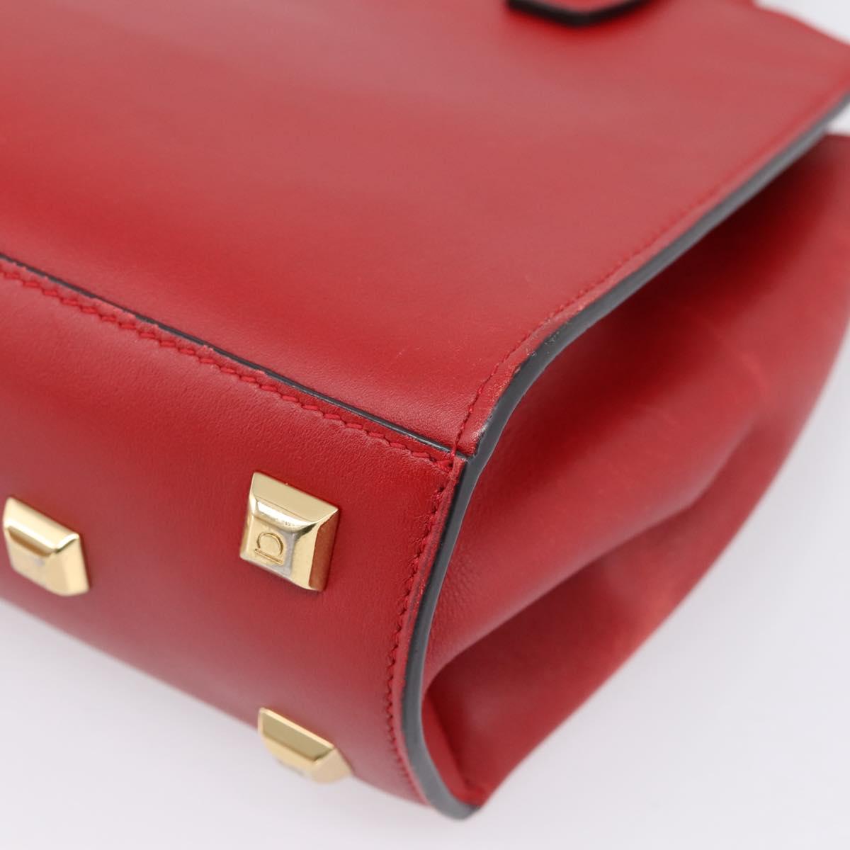 Salvatore Ferragamo Gancini Studio Bag Leather 2way Red Gold Auth 208047A