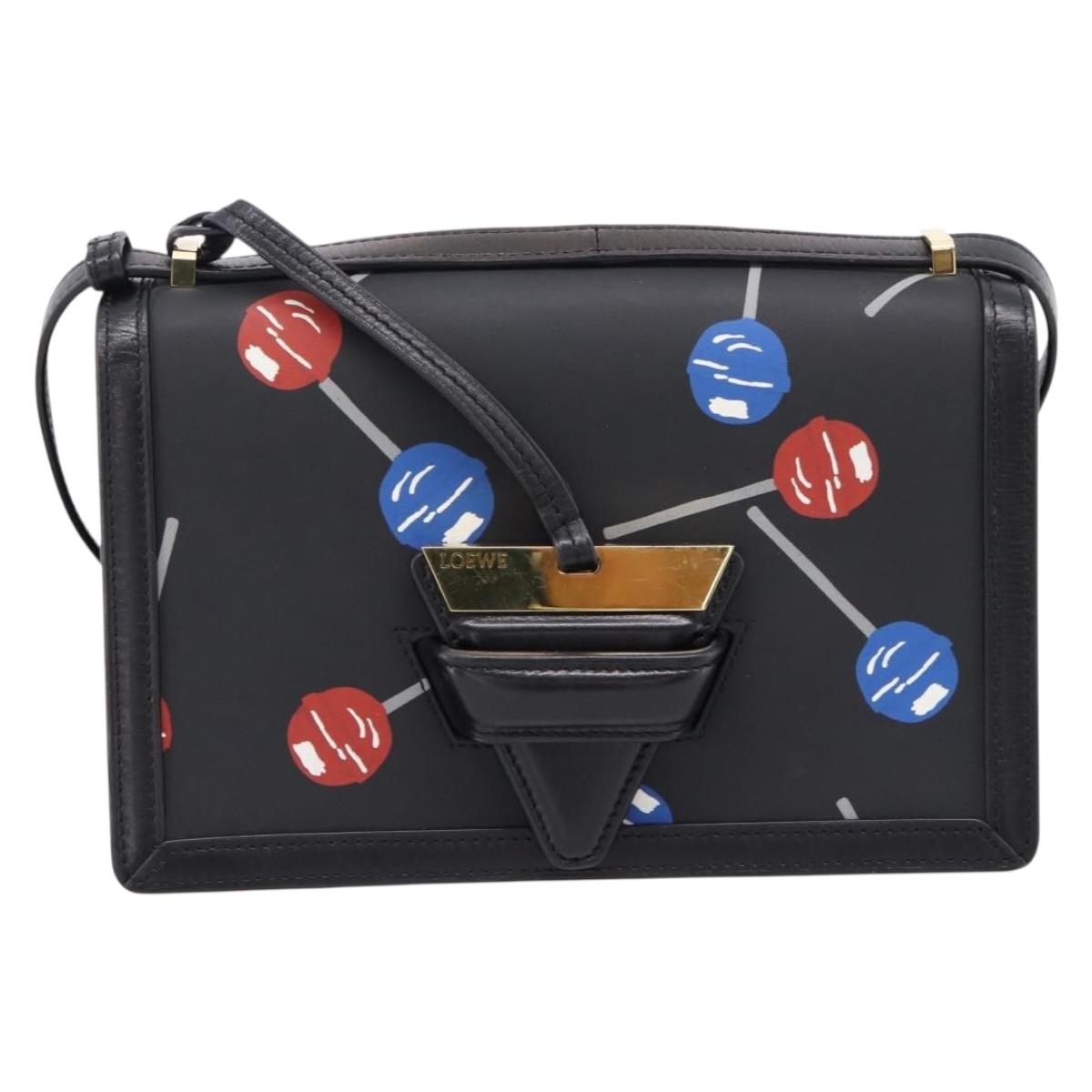 LOEWE Shoulder Bag Leather Black Gold Auth 208050V