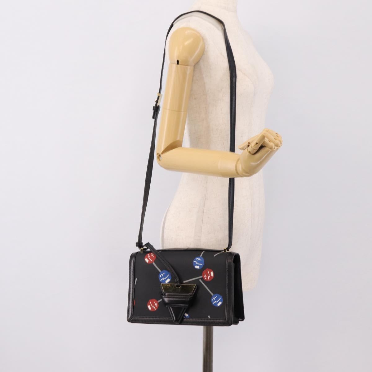 LOEWE Shoulder Bag Leather Black Gold Auth 208050V
