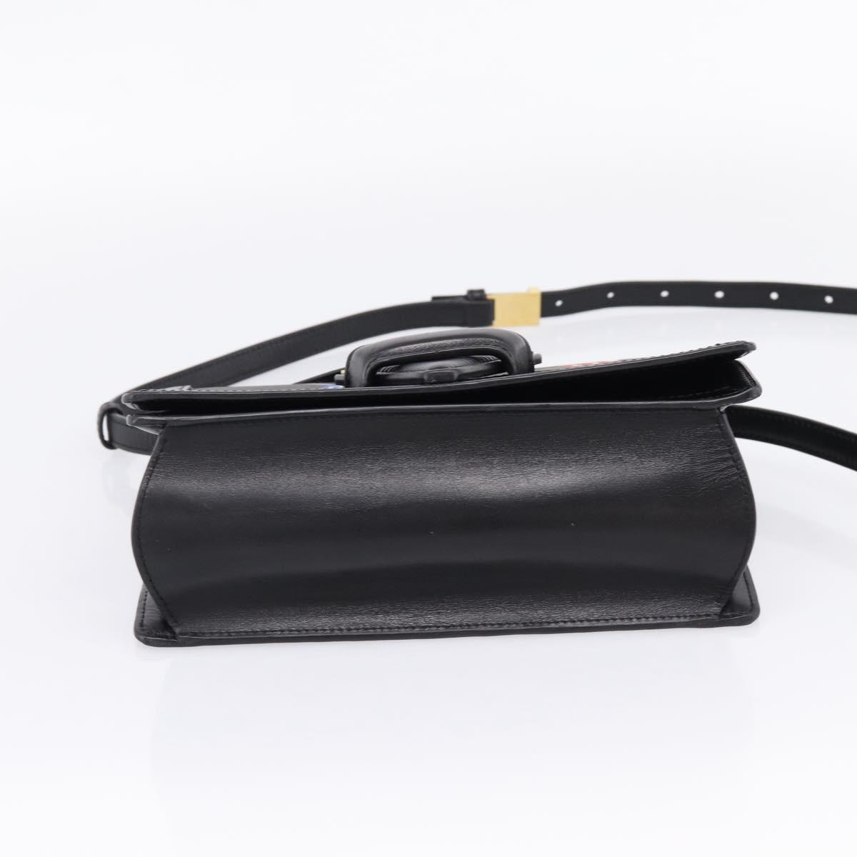 LOEWE Shoulder Bag Leather Black Gold Auth 208050V