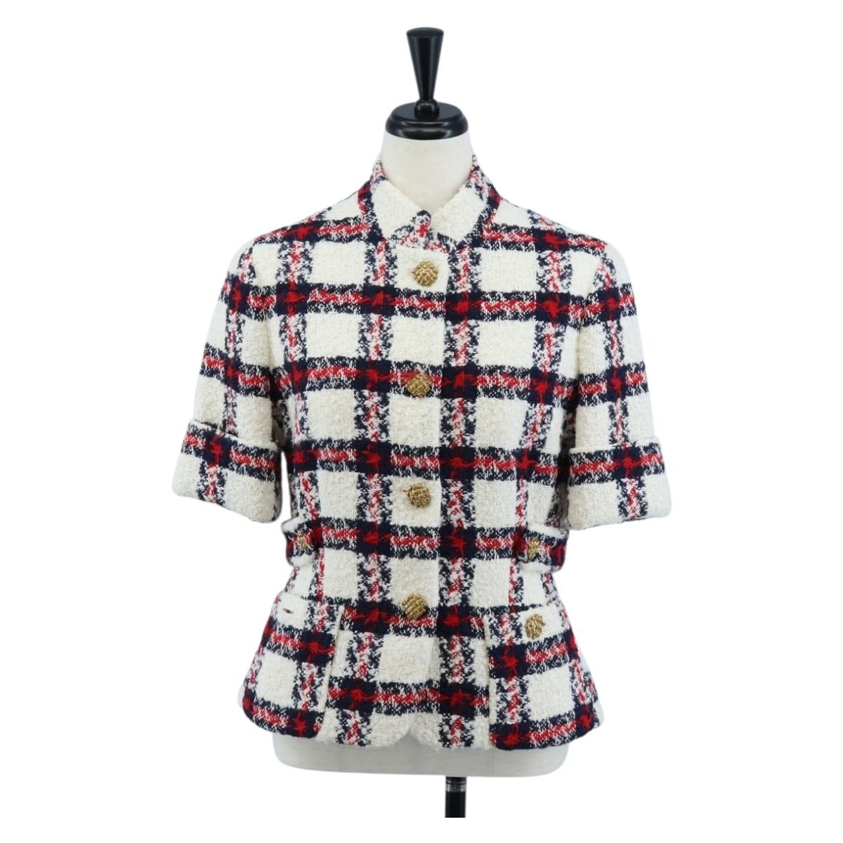 GUCCI Jacket Tweed 38 White Auth 208052M