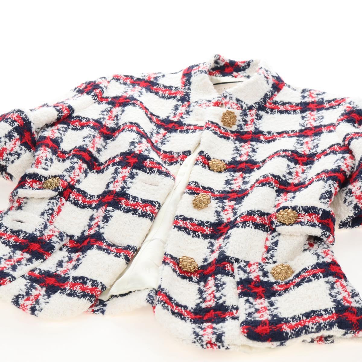 GUCCI Jacket Tweed 38 White Auth 208052M
