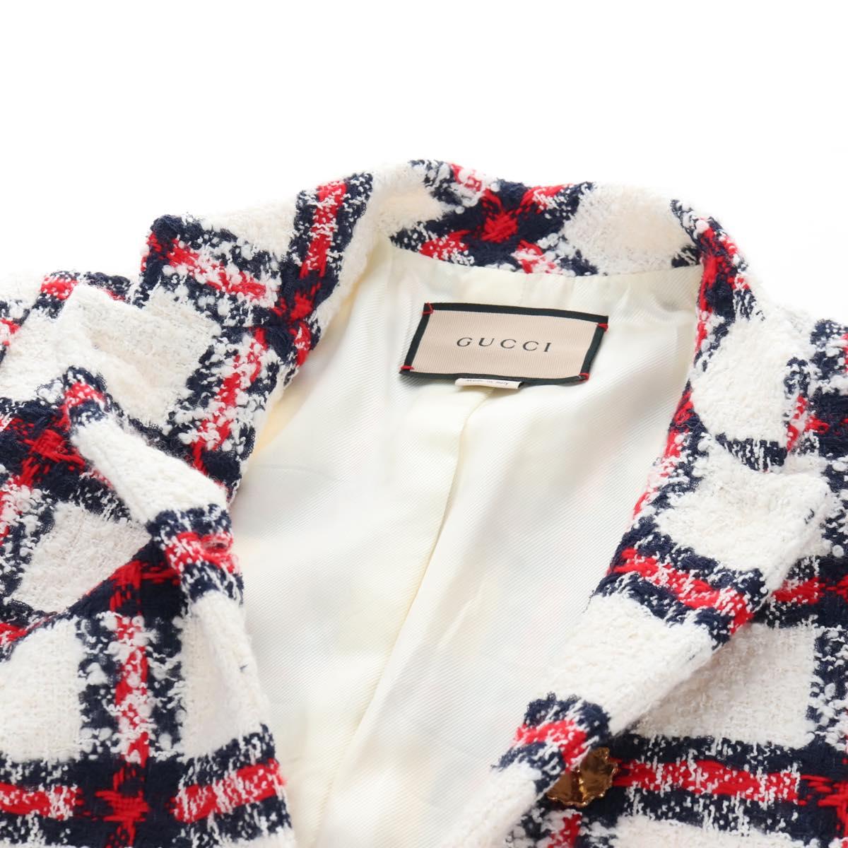 GUCCI Jacket Tweed 38 White Auth 208052M