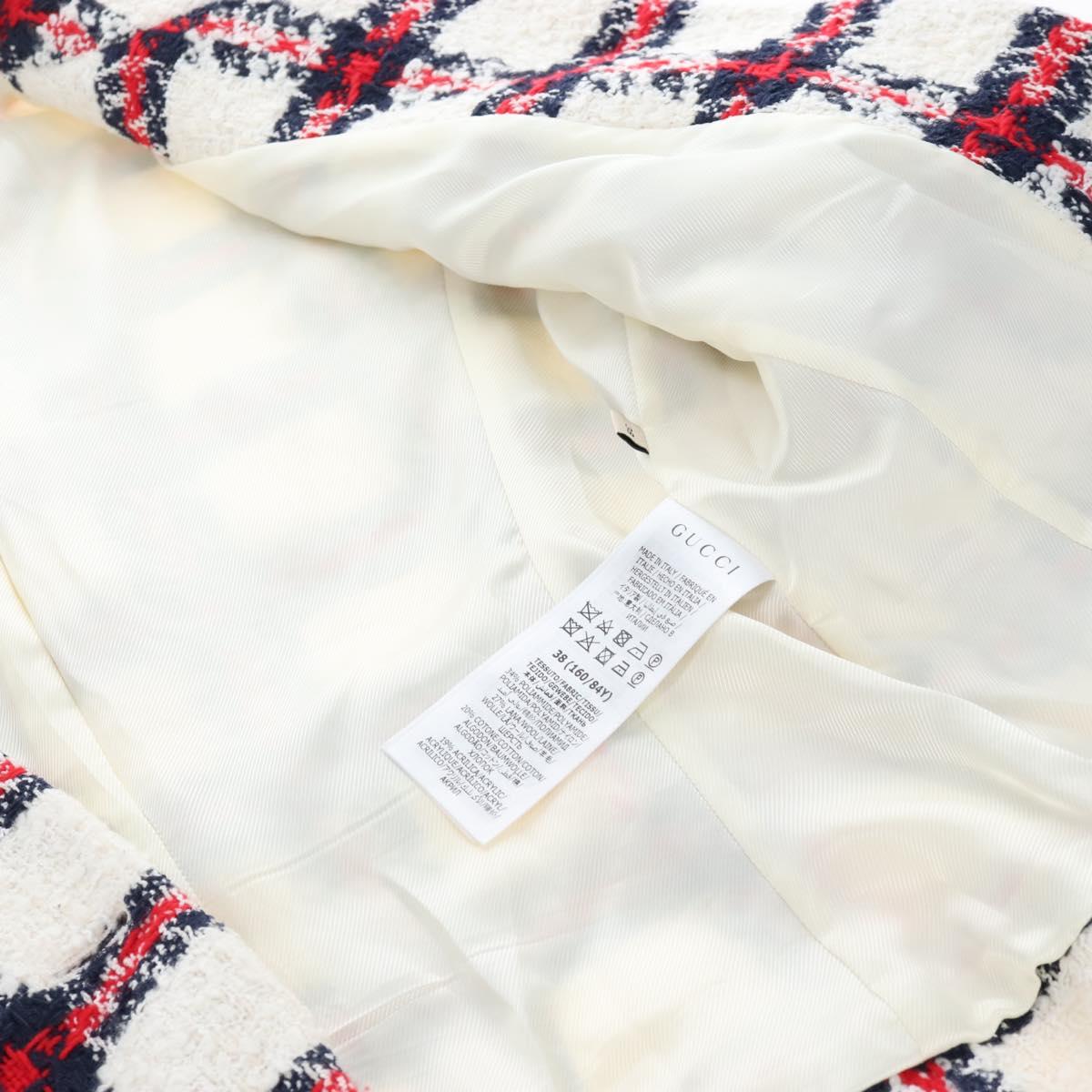 GUCCI Jacket Tweed 38 White Auth 208052M