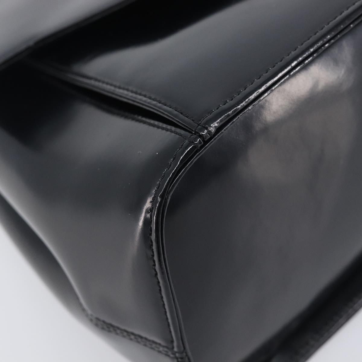 GIVENCHY Hand Bag Leather Black Gold Tone Auth 208062