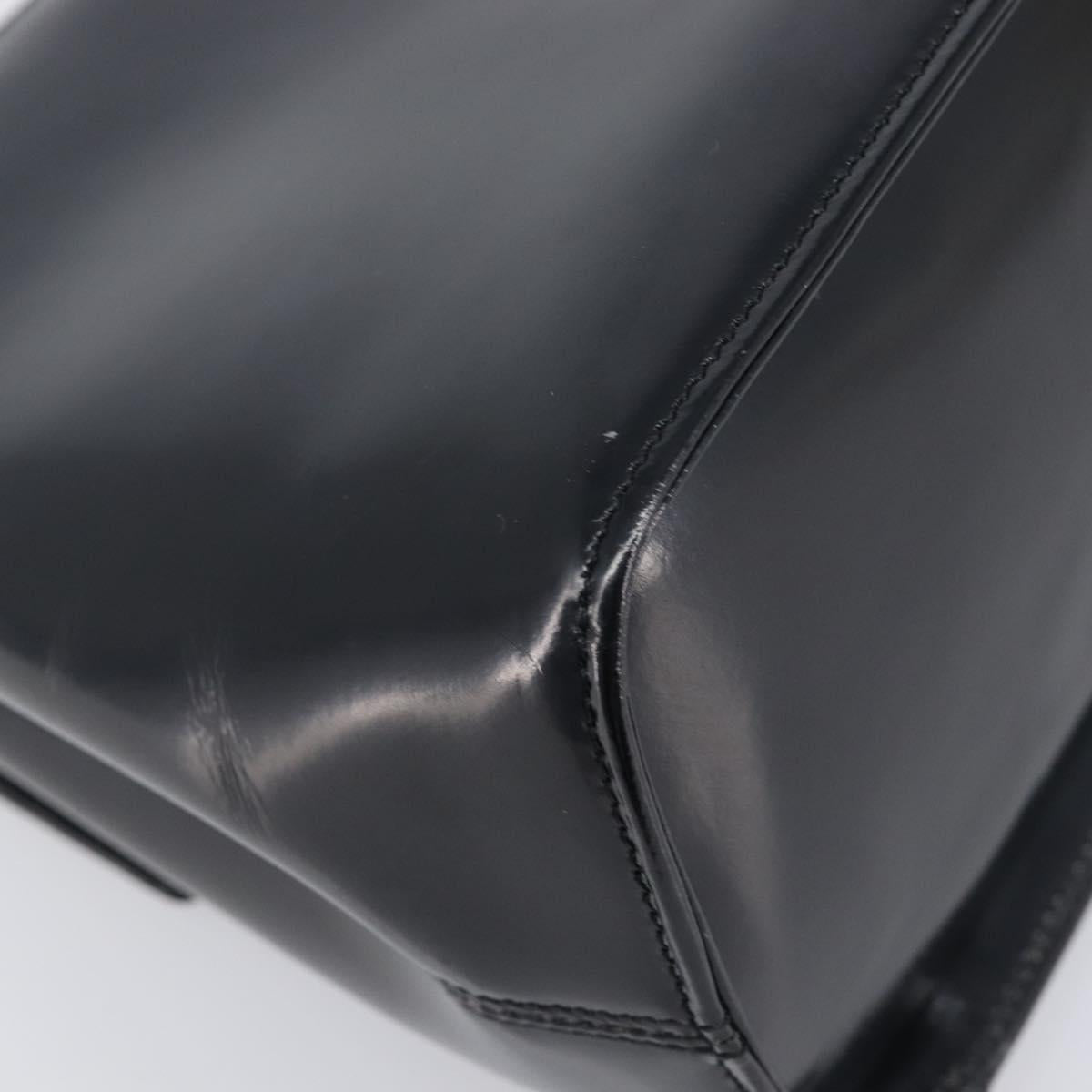 GIVENCHY Hand Bag Leather Black Gold Tone Auth 208062