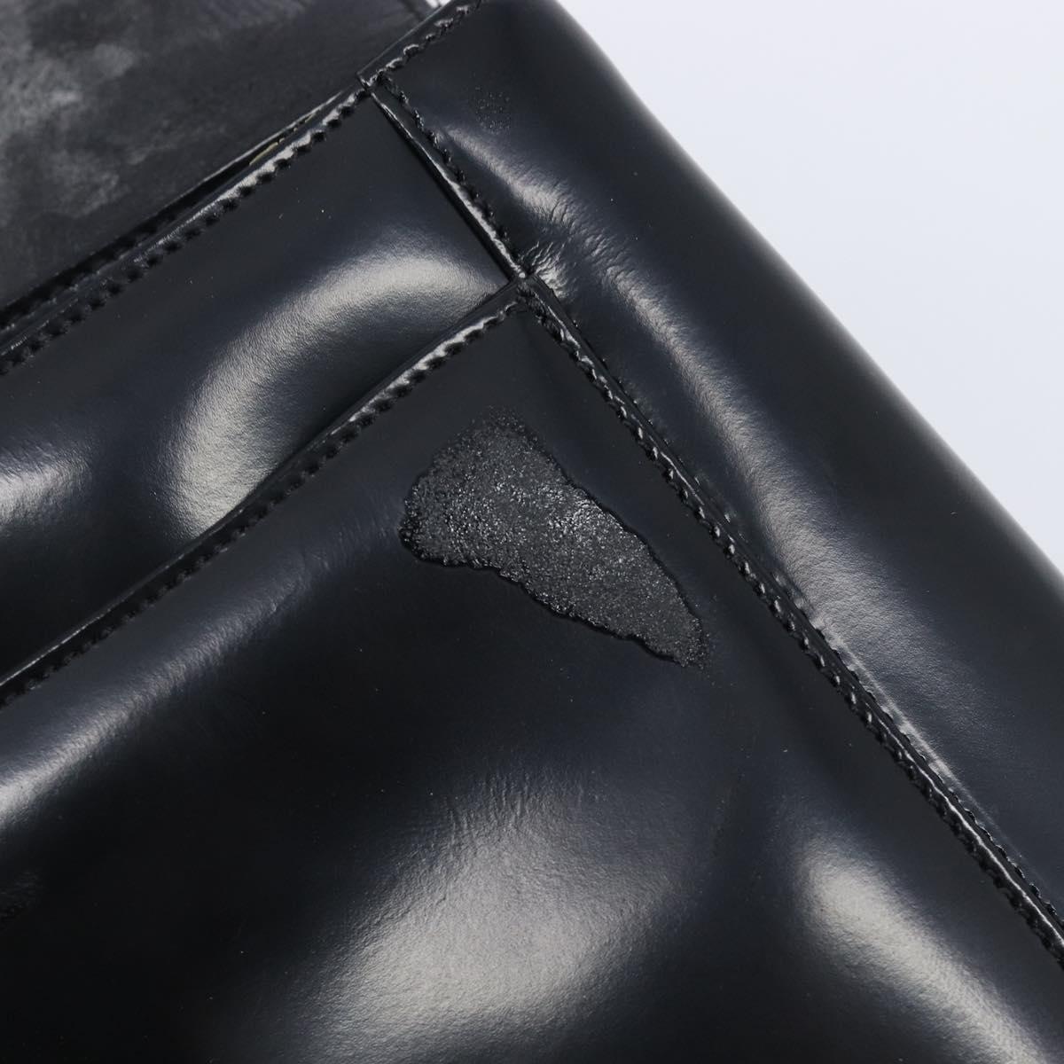 GIVENCHY Hand Bag Leather Black Gold Tone Auth 208062