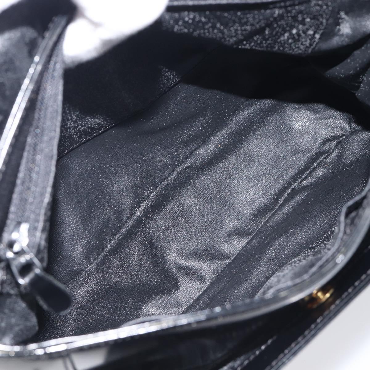 GIVENCHY Hand Bag Leather Black Gold Tone Auth 208062
