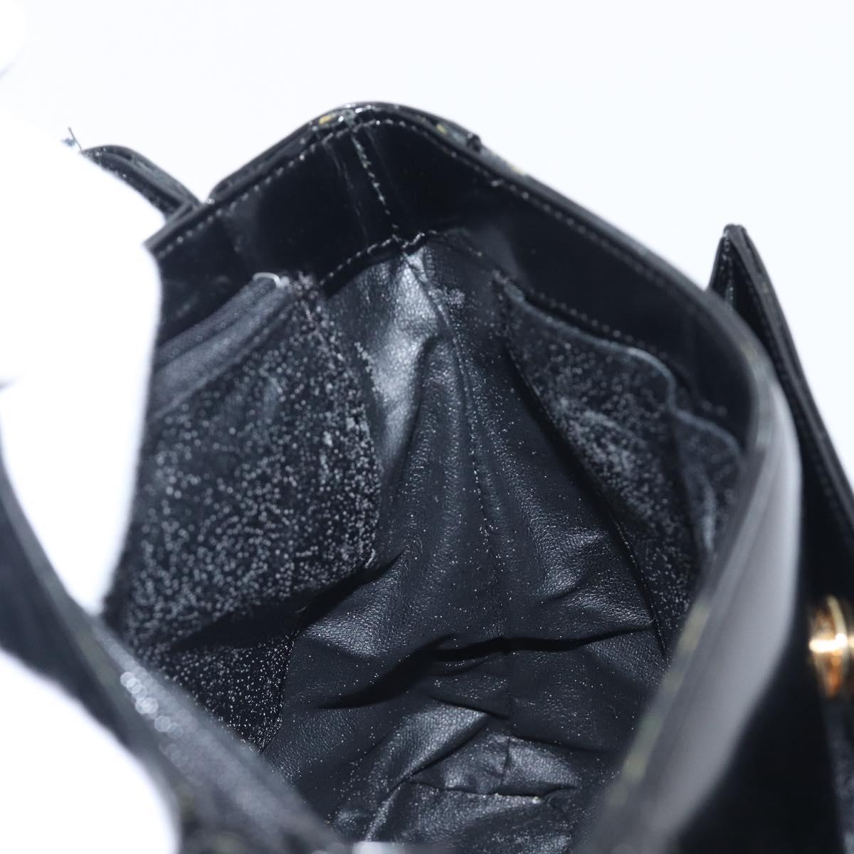 GIVENCHY Hand Bag Leather Black Gold Tone Auth 208062