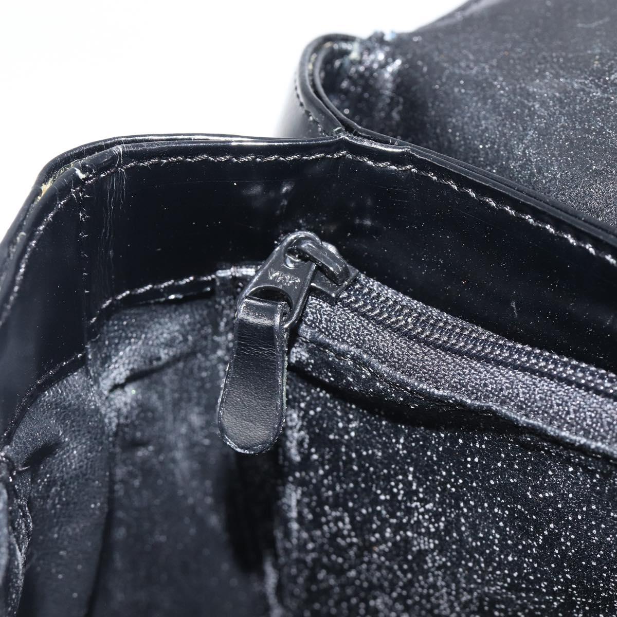 GIVENCHY Hand Bag Leather Black Gold Tone Auth 208062