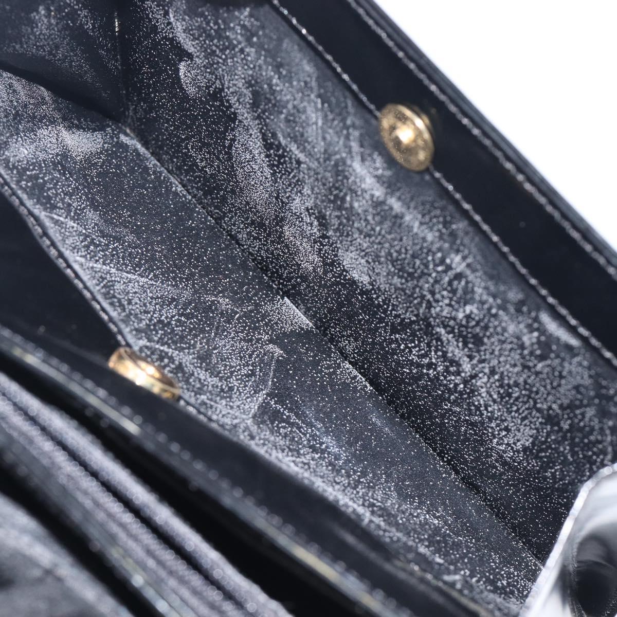 GIVENCHY Hand Bag Leather Black Gold Tone Auth 208062