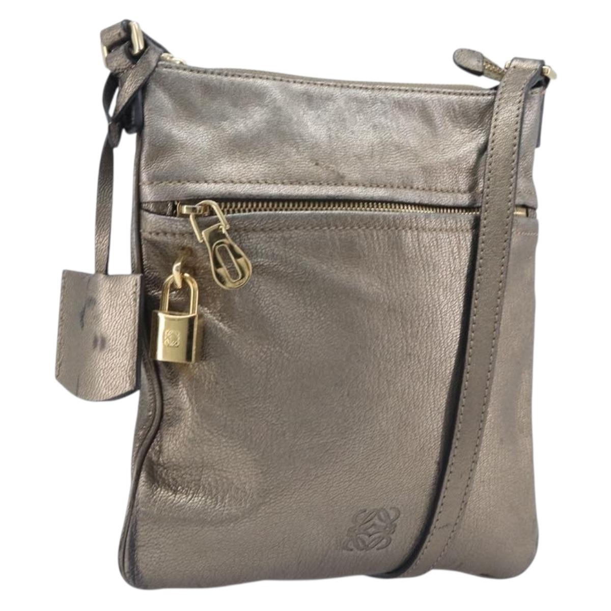 LOEWE Shoulder Bag Leather Gold Auth 208065