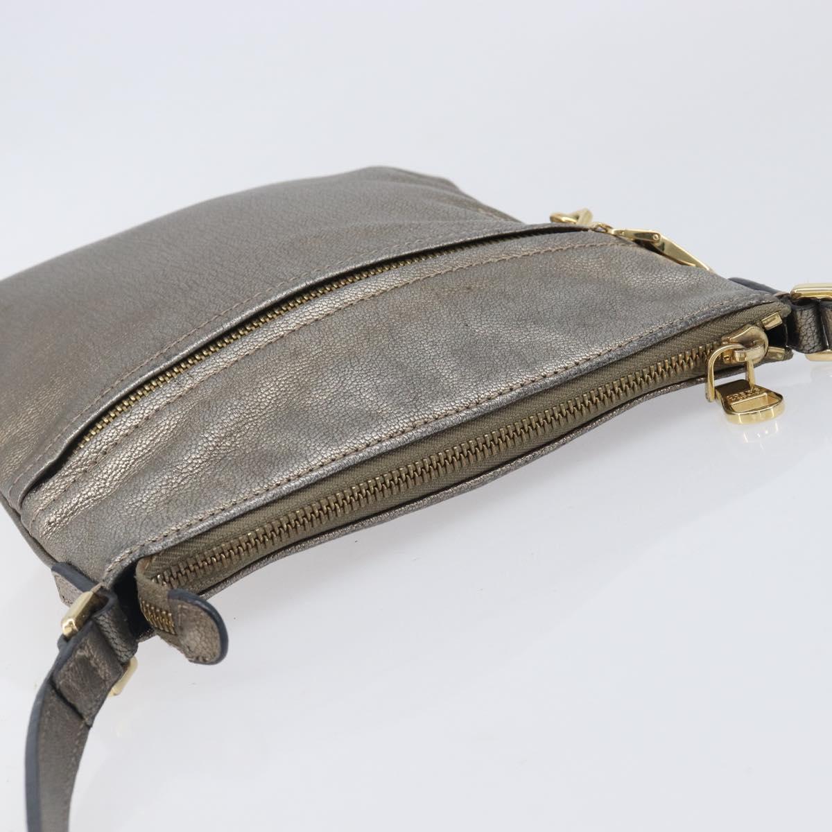 LOEWE Shoulder Bag Leather Gold Auth 208065