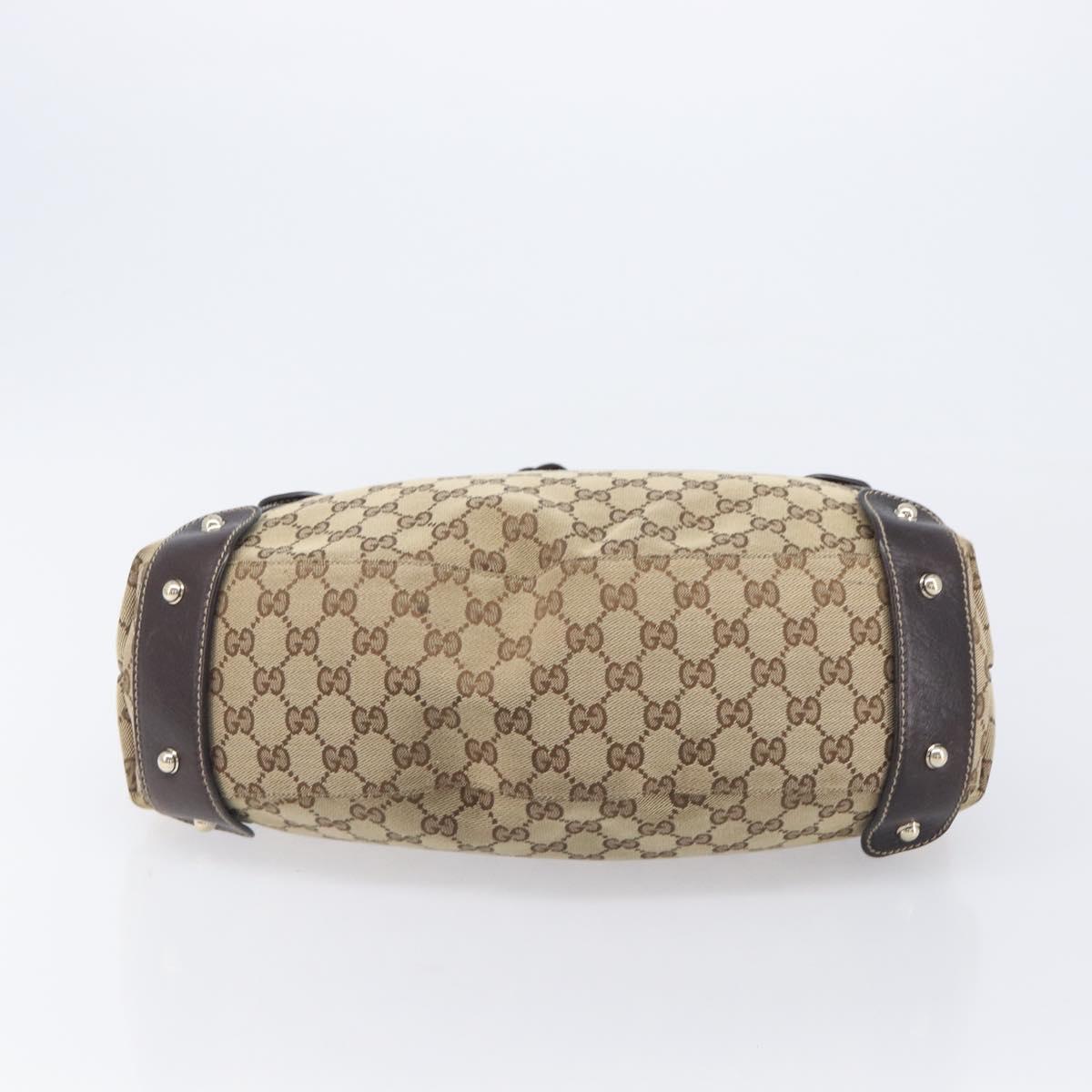 GUCCI GG Canvas Tote Bag Beige Gold Tone 162900 Auth 208067V