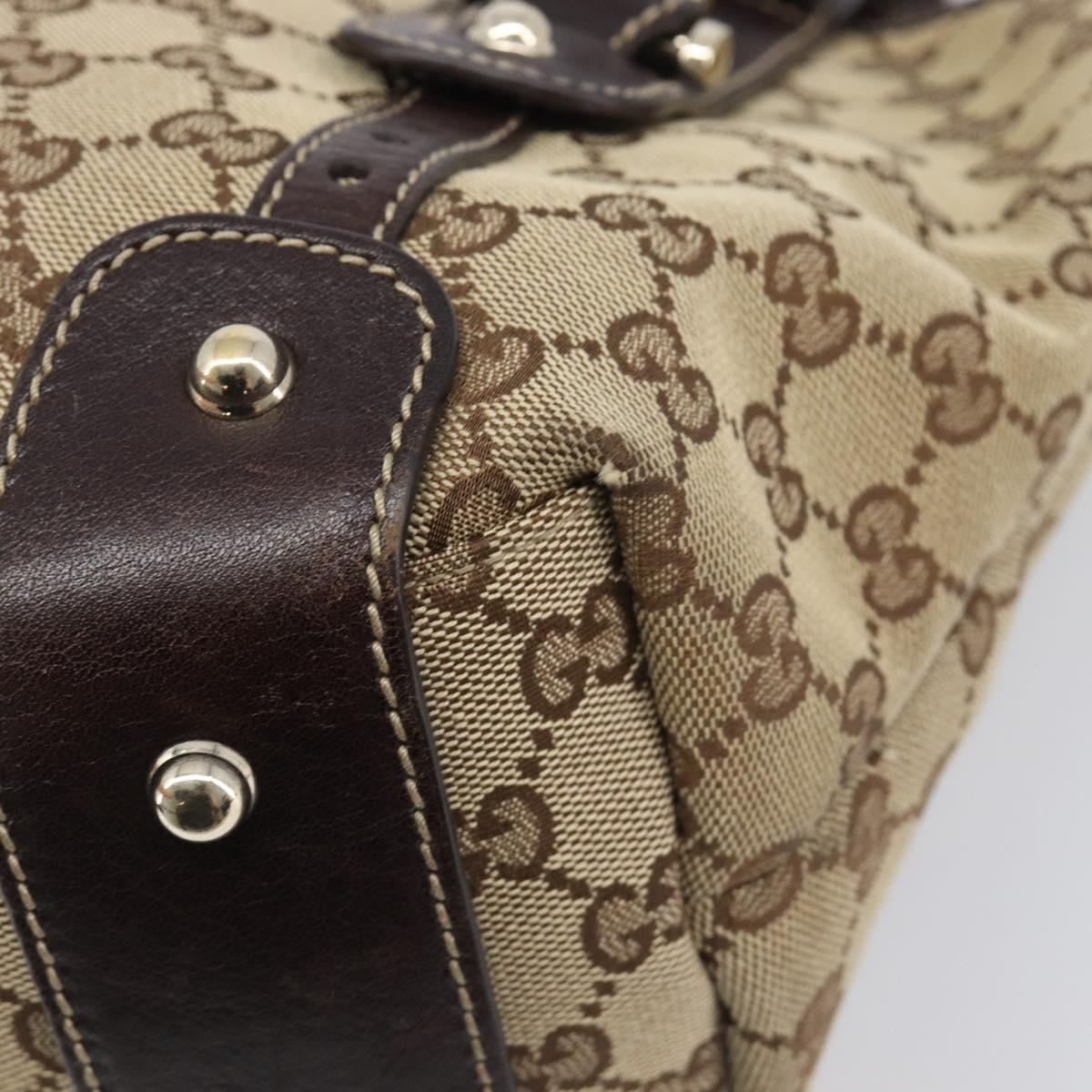 GUCCI GG Canvas Tote Bag Beige Gold Tone 162900 Auth 208067V
