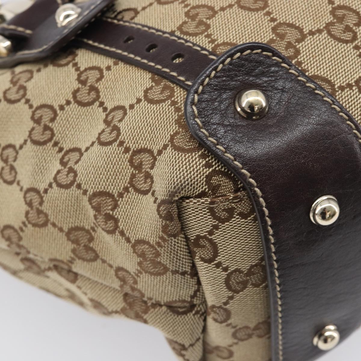 GUCCI GG Canvas Tote Bag Beige Gold Tone 162900 Auth 208067V