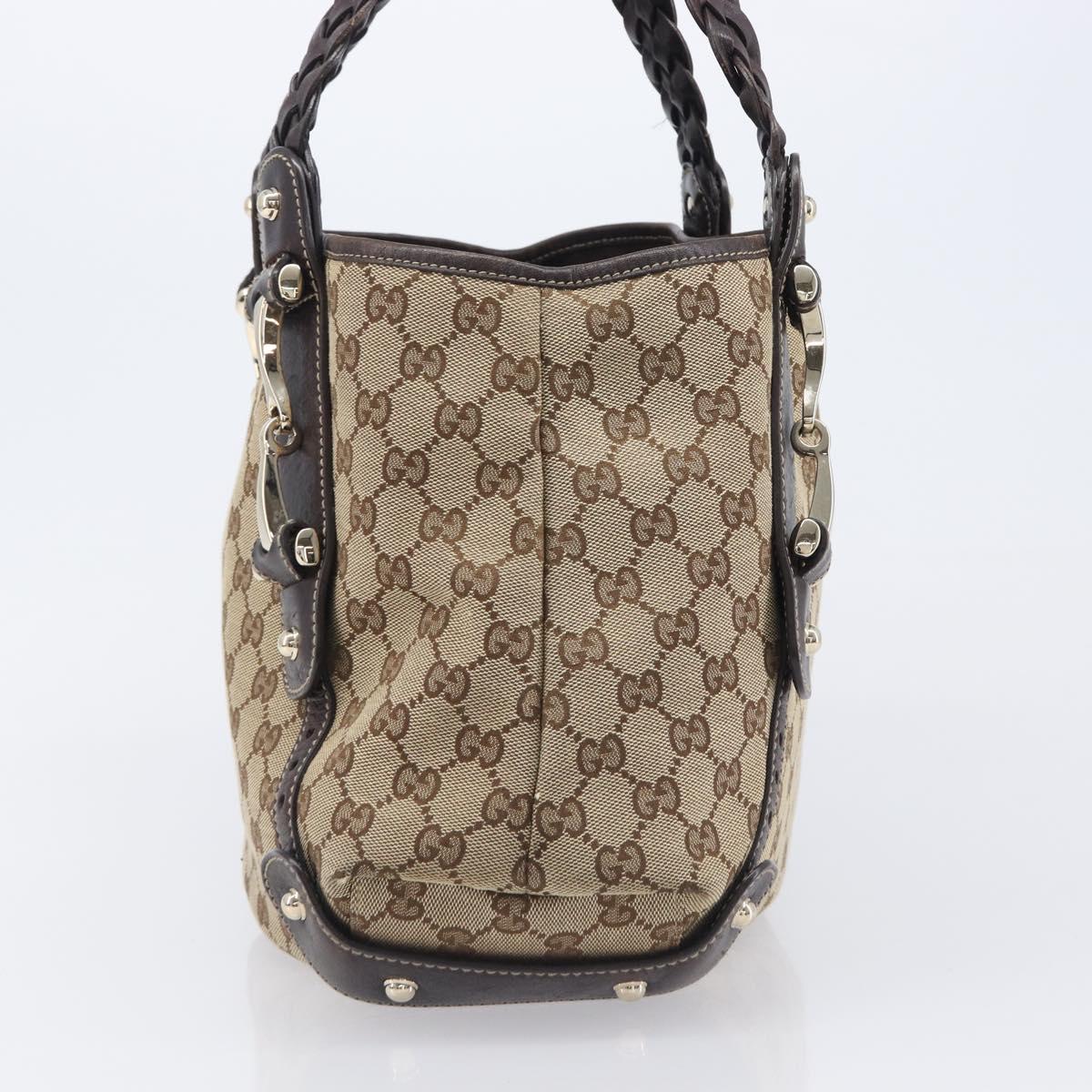 GUCCI GG Canvas Tote Bag Beige Gold Tone 162900 Auth 208067V