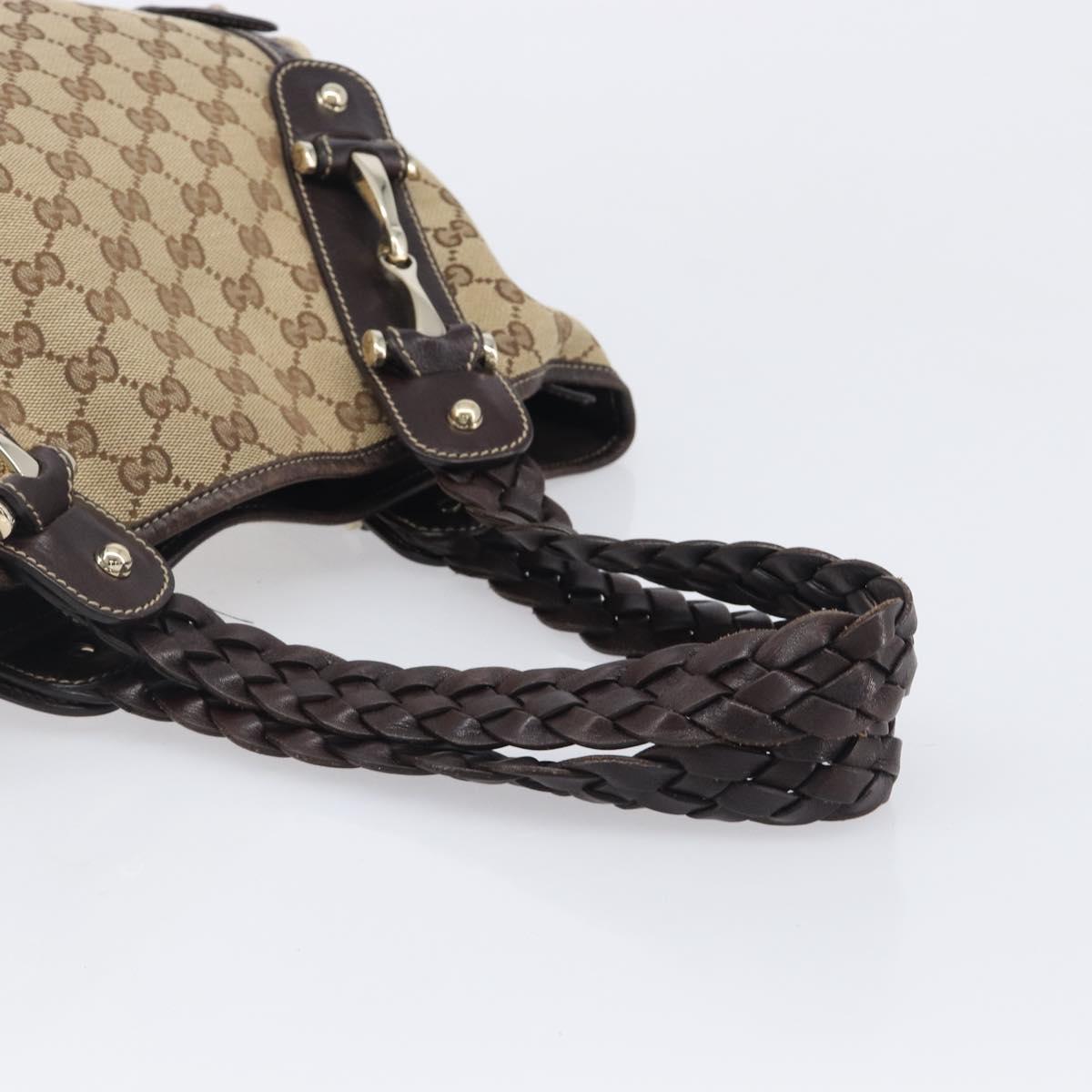GUCCI GG Canvas Tote Bag Beige Gold Tone 162900 Auth 208067V