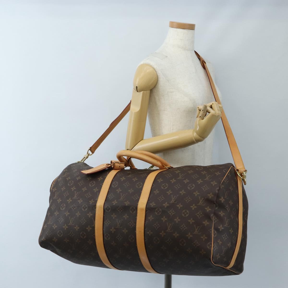 LOUIS VUITTON Monogram Keepall Bandouliere 55 Boston Bag M41414 LV Auth 208070V