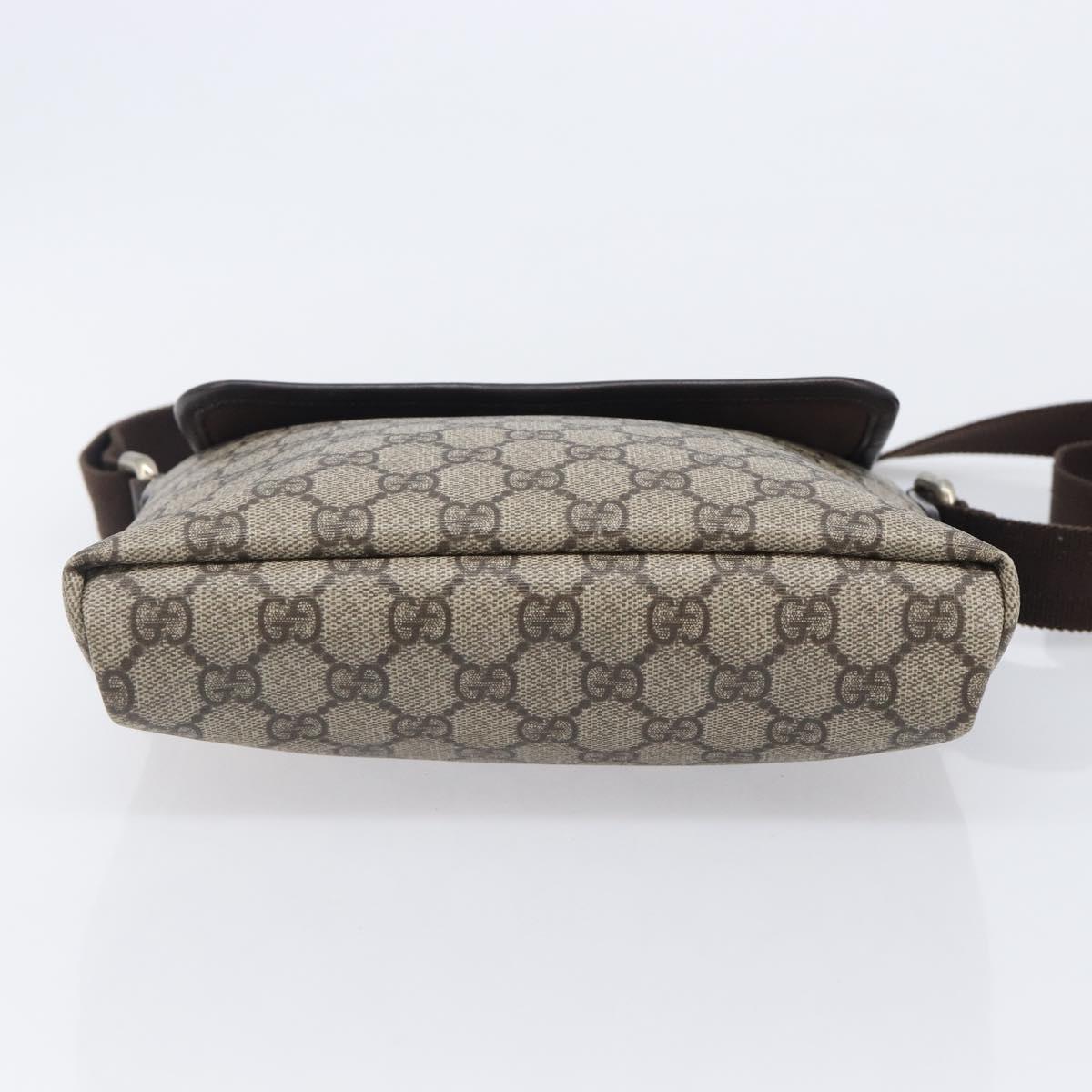 GUCCI GG Supreme Shoulder Bag PVC Beige Gold Tone 223666 Auth 208071V