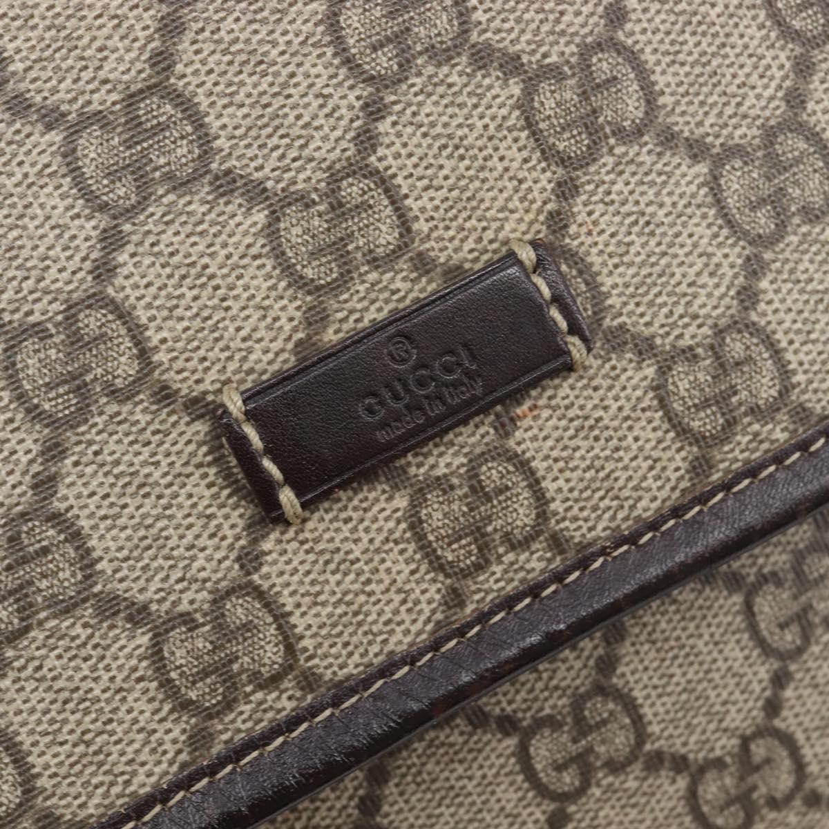 GUCCI GG Supreme Shoulder Bag PVC Beige Gold Tone 223666 Auth 208071V