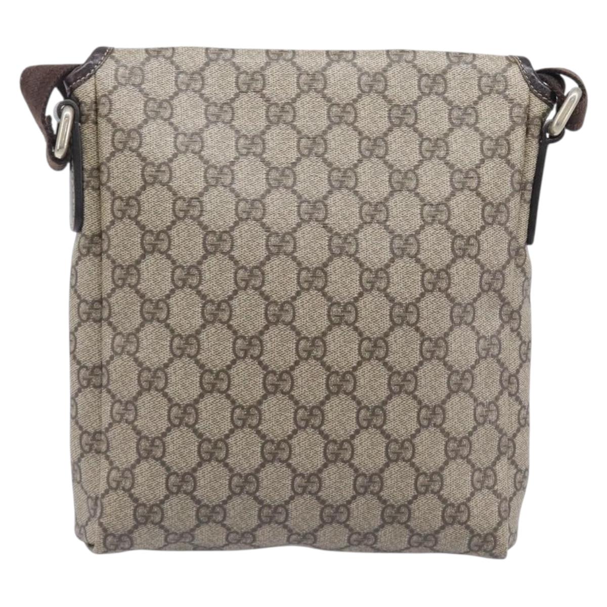 GUCCI GG Supreme Shoulder Bag PVC Beige Gold Tone 223666 Auth 208071V