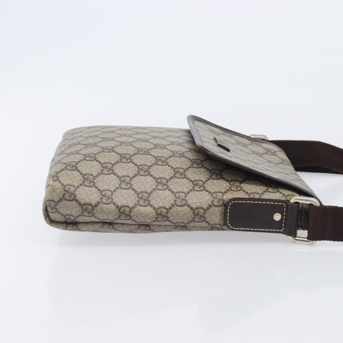 GUCCI GG Supreme Shoulder Bag PVC Beige Gold Tone 223666 Auth 208071V