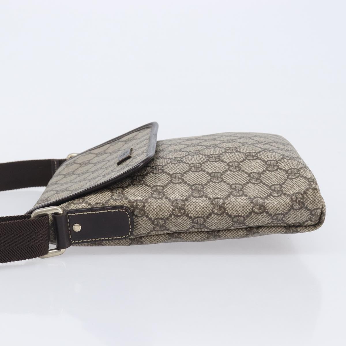 GUCCI GG Supreme Shoulder Bag PVC Beige Gold Tone 223666 Auth 208071V