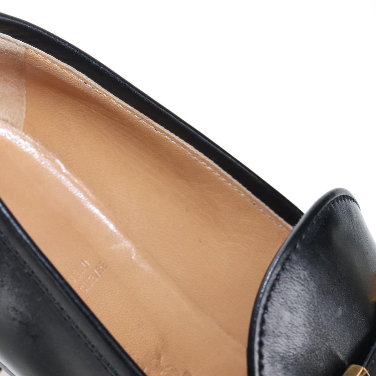 HERMES Moccasin Constance loafers Leather "35 1/2" Black Gold Tone Auth 208074V