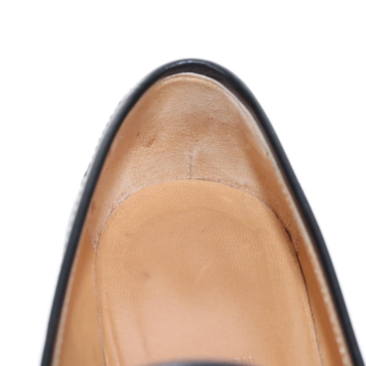 HERMES Moccasin Constance loafers Leather "35 1/2" Black Gold Tone Auth 208074V