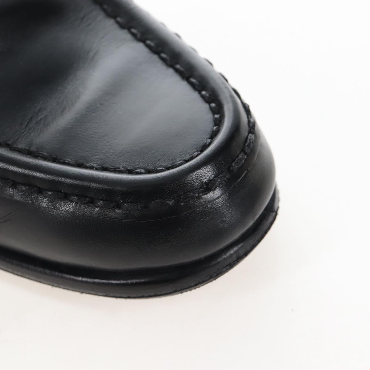 HERMES Moccasin Constance loafers Leather "35 1/2" Black Gold Tone Auth 208074V