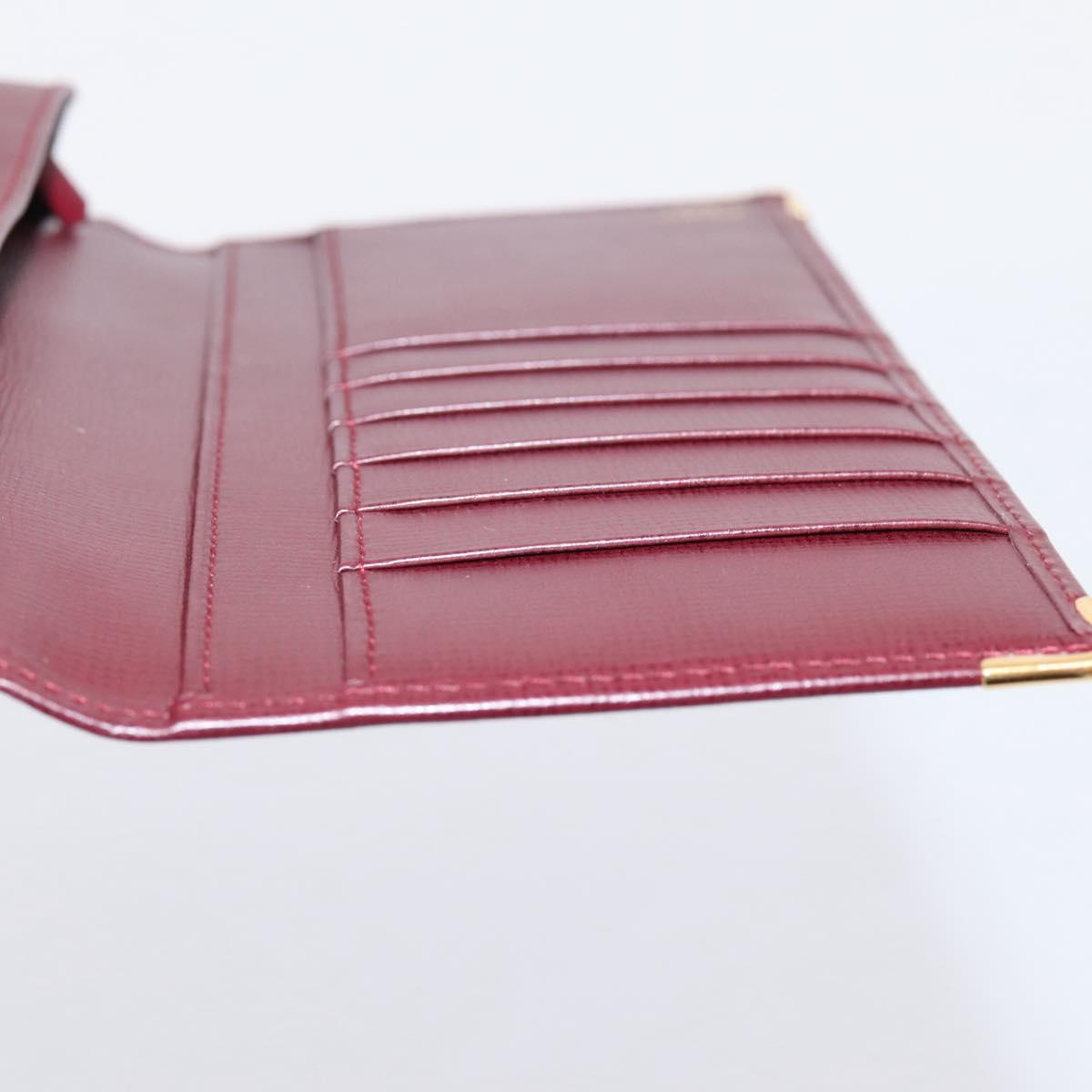 Cartier Long Wallet Leather Bordeaux Gold Auth 208075V