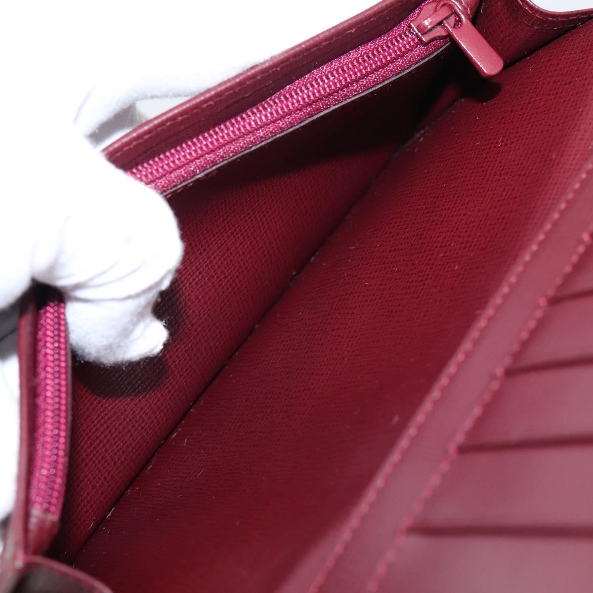 Cartier Long Wallet Leather Bordeaux Gold Auth 208075V