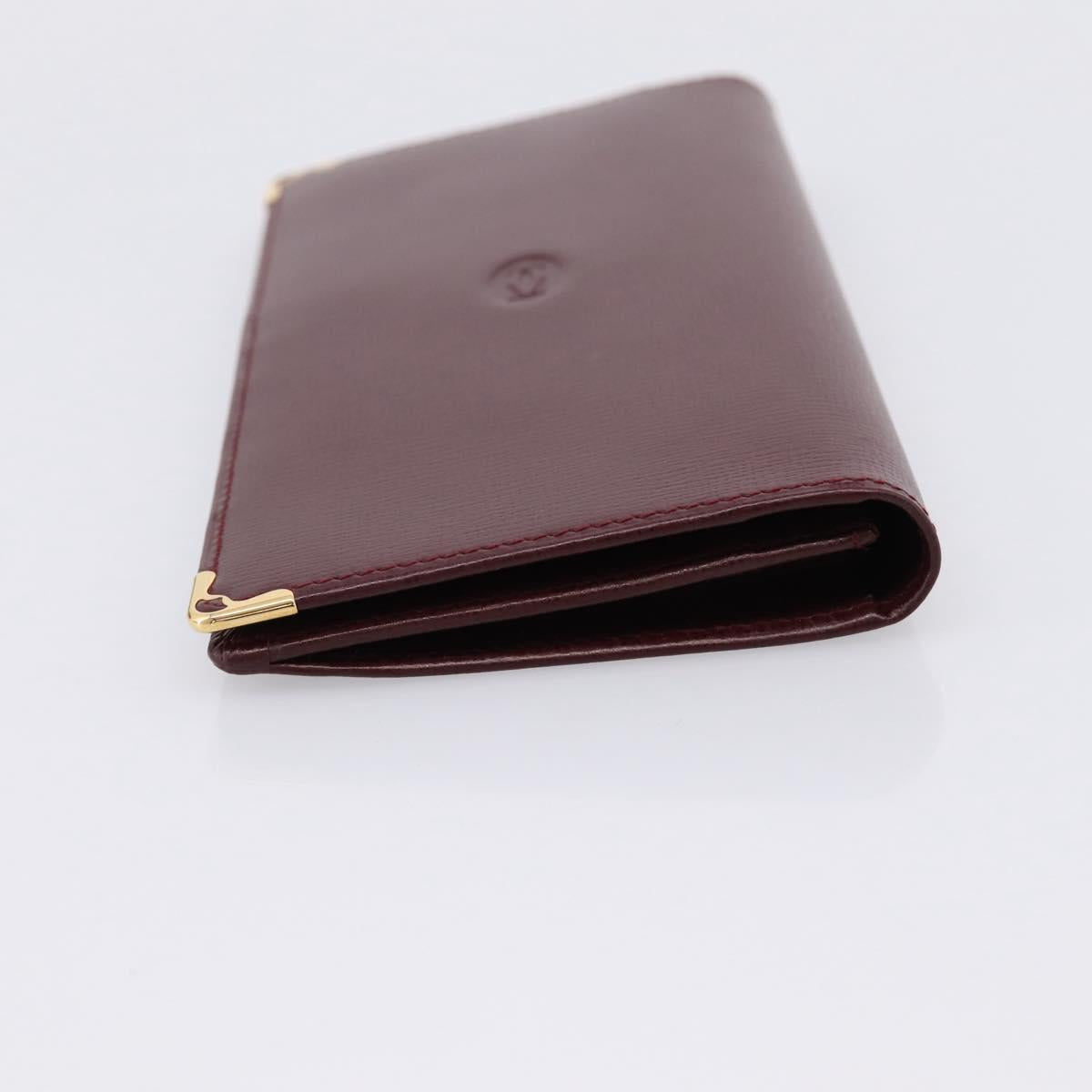 Cartier Long Wallet Leather Bordeaux Gold Auth 208075V