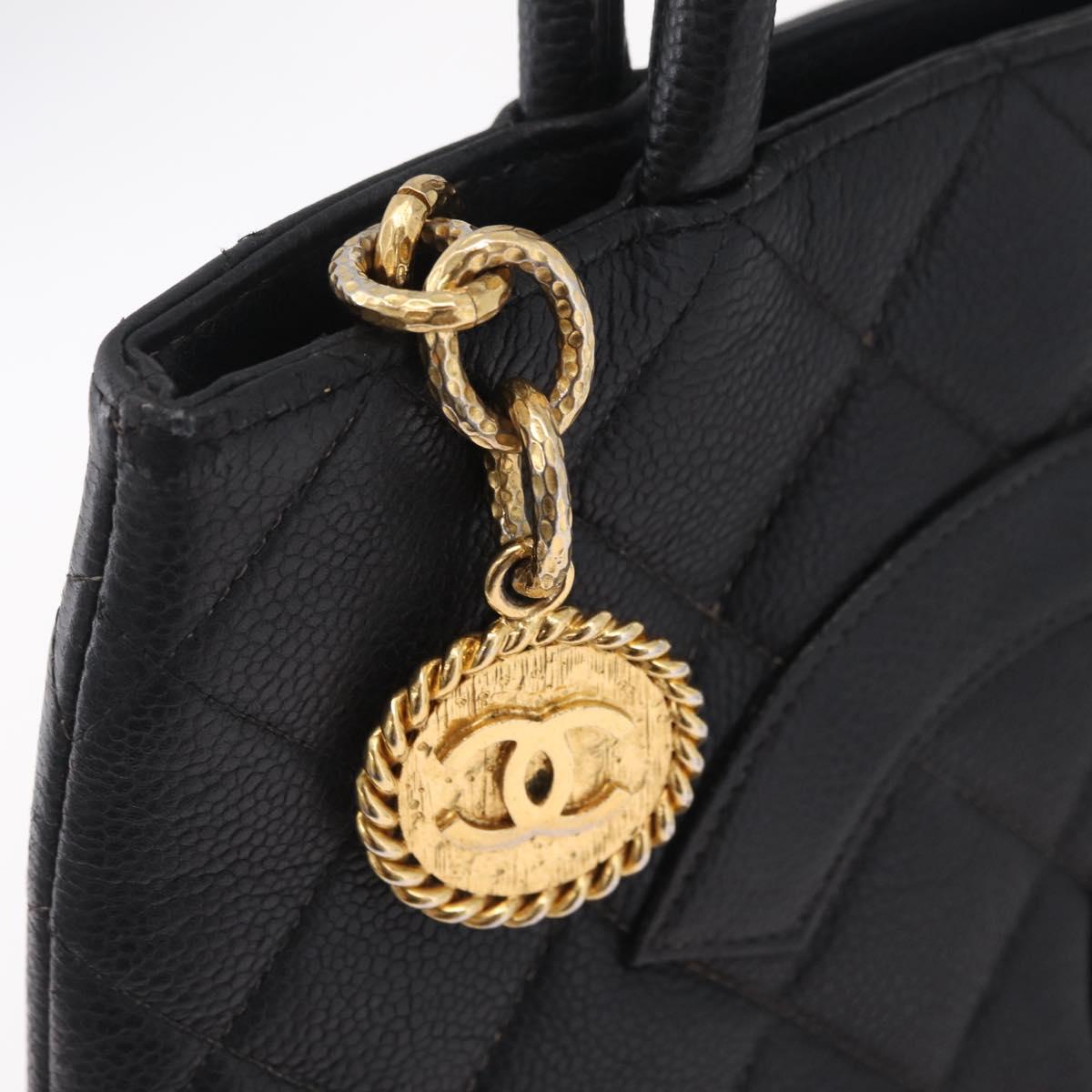 CHANEL Reissue Tote Bag Caviar Skin Black Gold Tone CC Auth 208079V