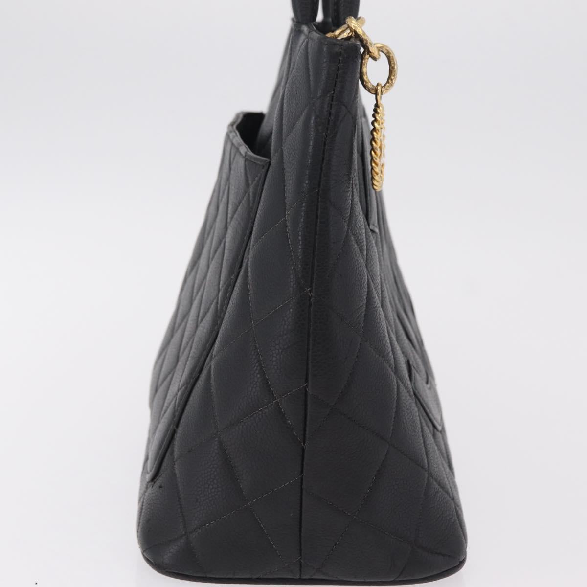 CHANEL Reissue Tote Bag Caviar Skin Black Gold Tone CC Auth 208079V