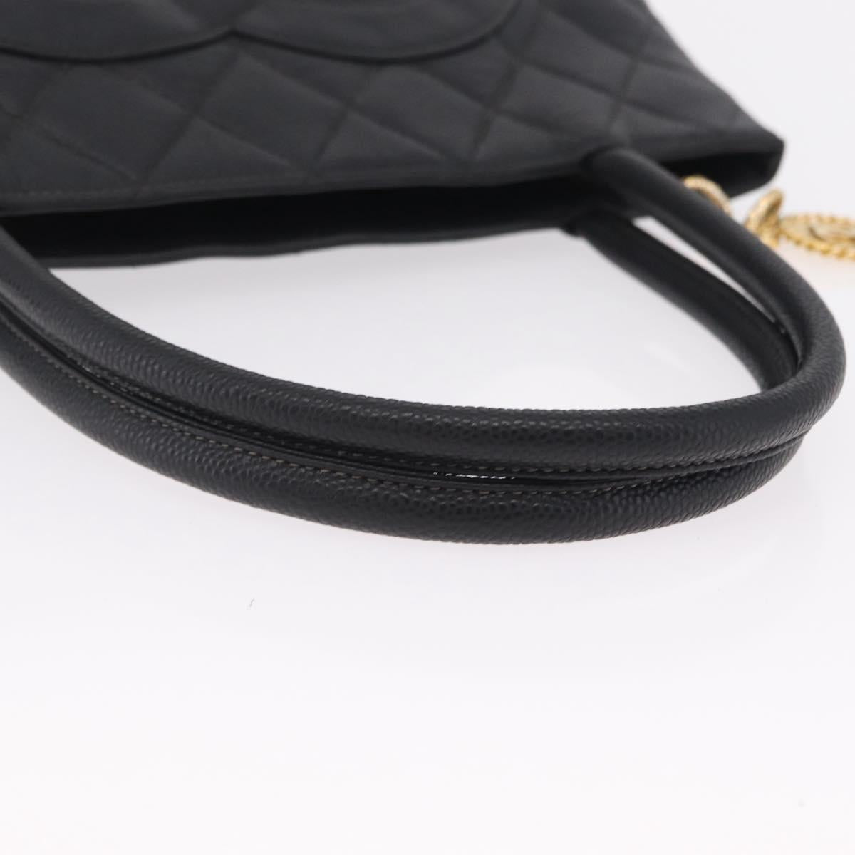 CHANEL Reissue Tote Bag Caviar Skin Black Gold Tone CC Auth 208079V