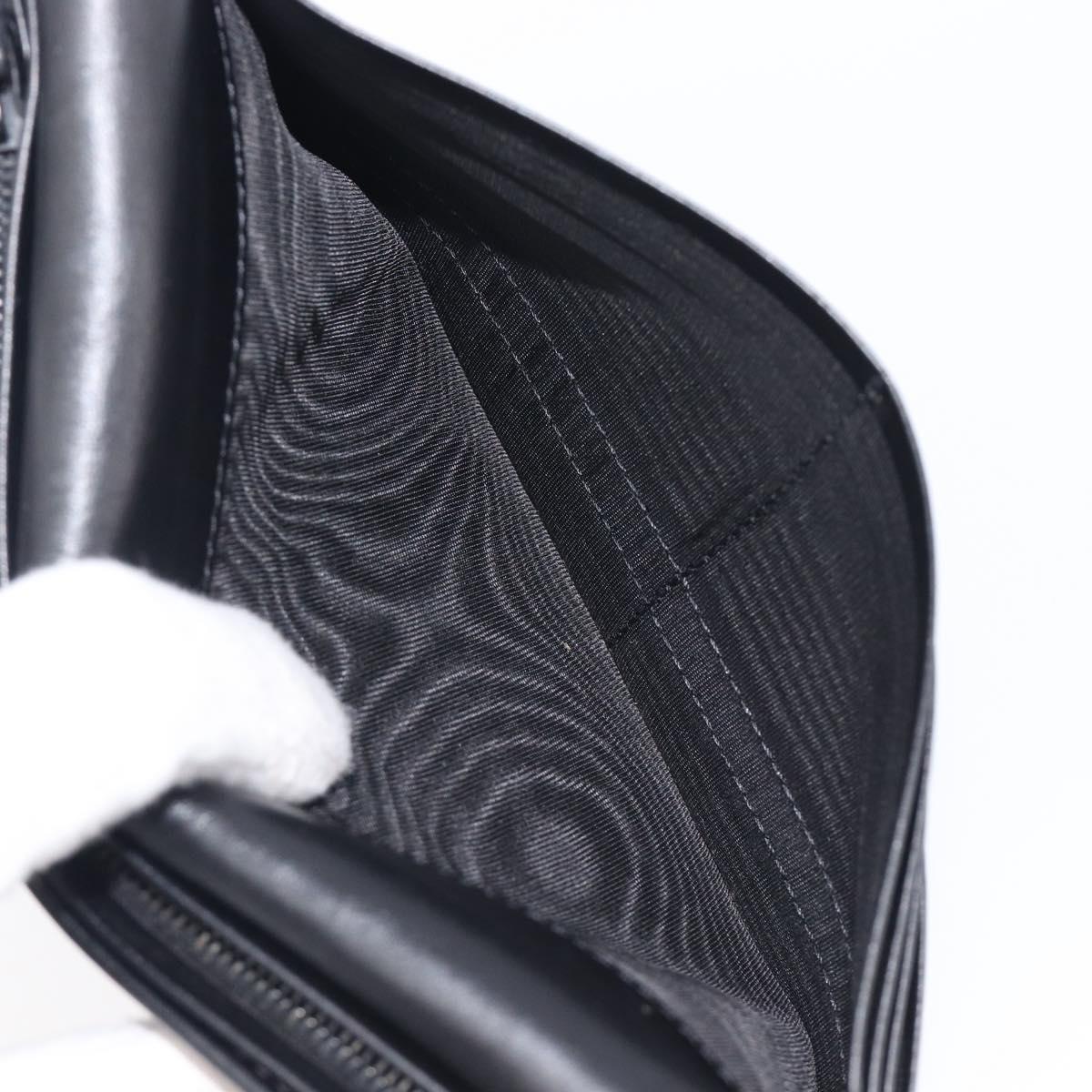 FENDI Zucchino Canvas Long Wallet Black Silver Auth 208086V
