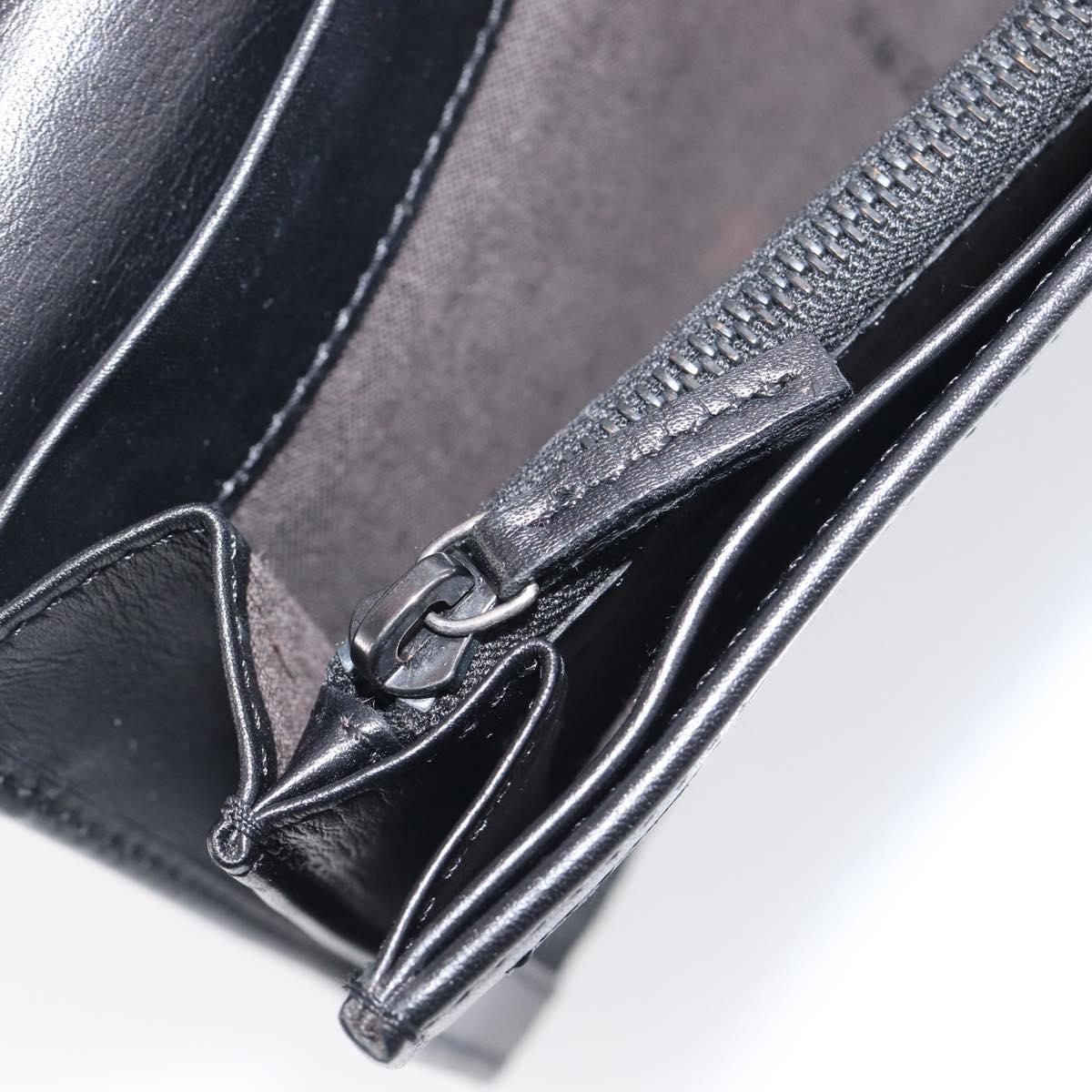 FENDI Zucchino Canvas Long Wallet Black Silver Auth 208086V
