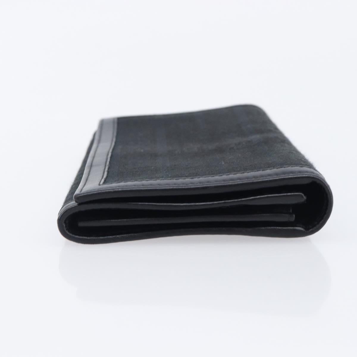 FENDI Zucchino Canvas Long Wallet Black Silver Auth 208086V