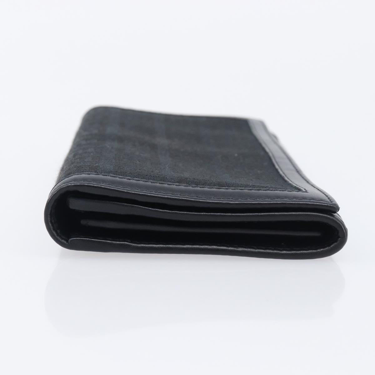 FENDI Zucchino Canvas Long Wallet Black Silver Auth 208086V