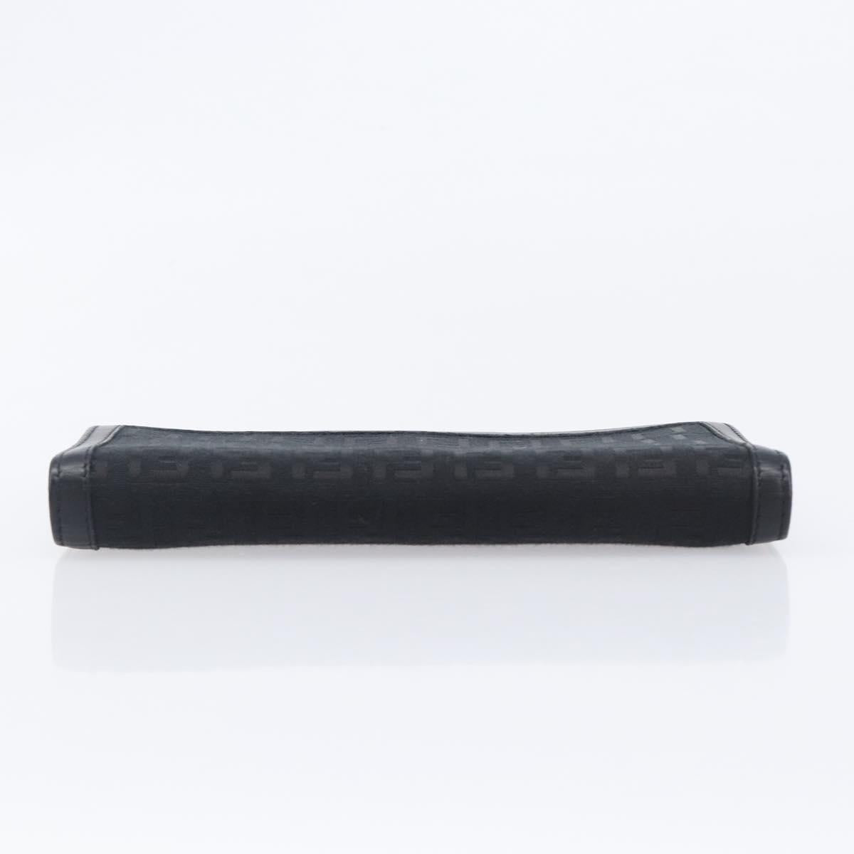 FENDI Zucchino Canvas Long Wallet Black Silver Auth 208086V