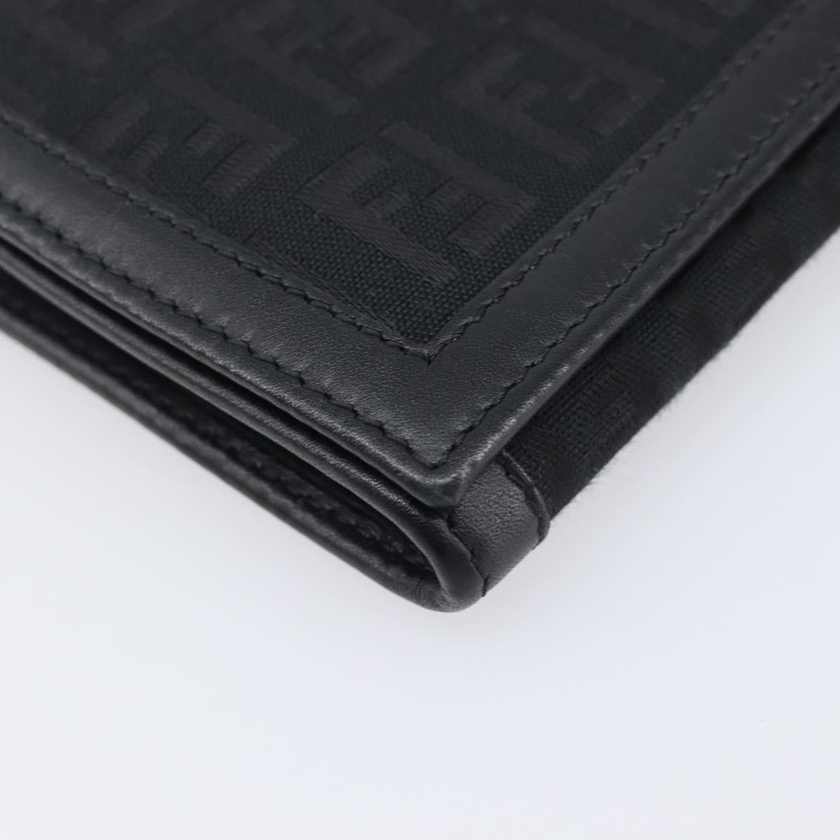FENDI Zucchino Canvas Long Wallet Black Silver Auth 208086V