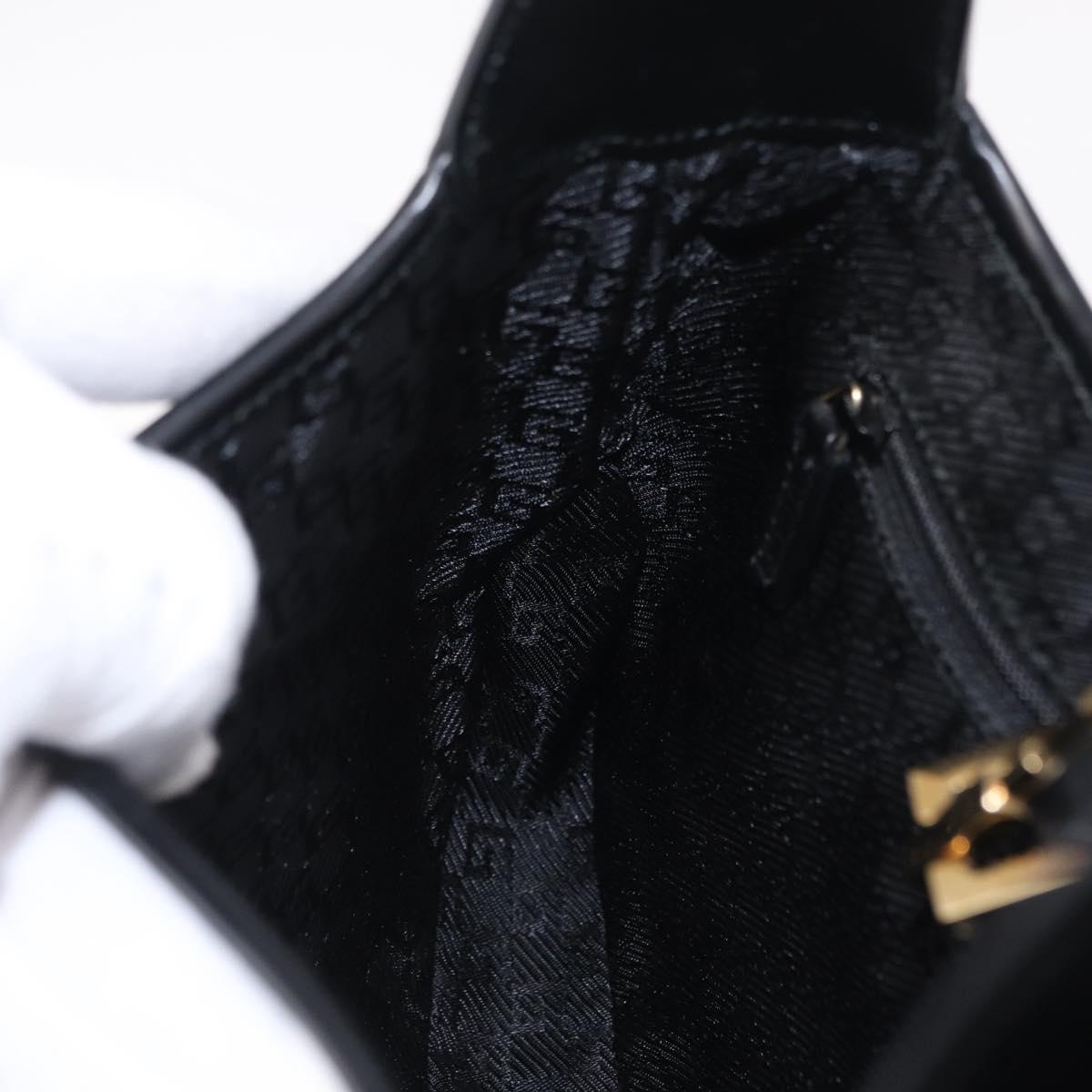 GUCCI Jackie Shoulder Bag Leather Black Gold Tone 001 3735 Auth 208088V