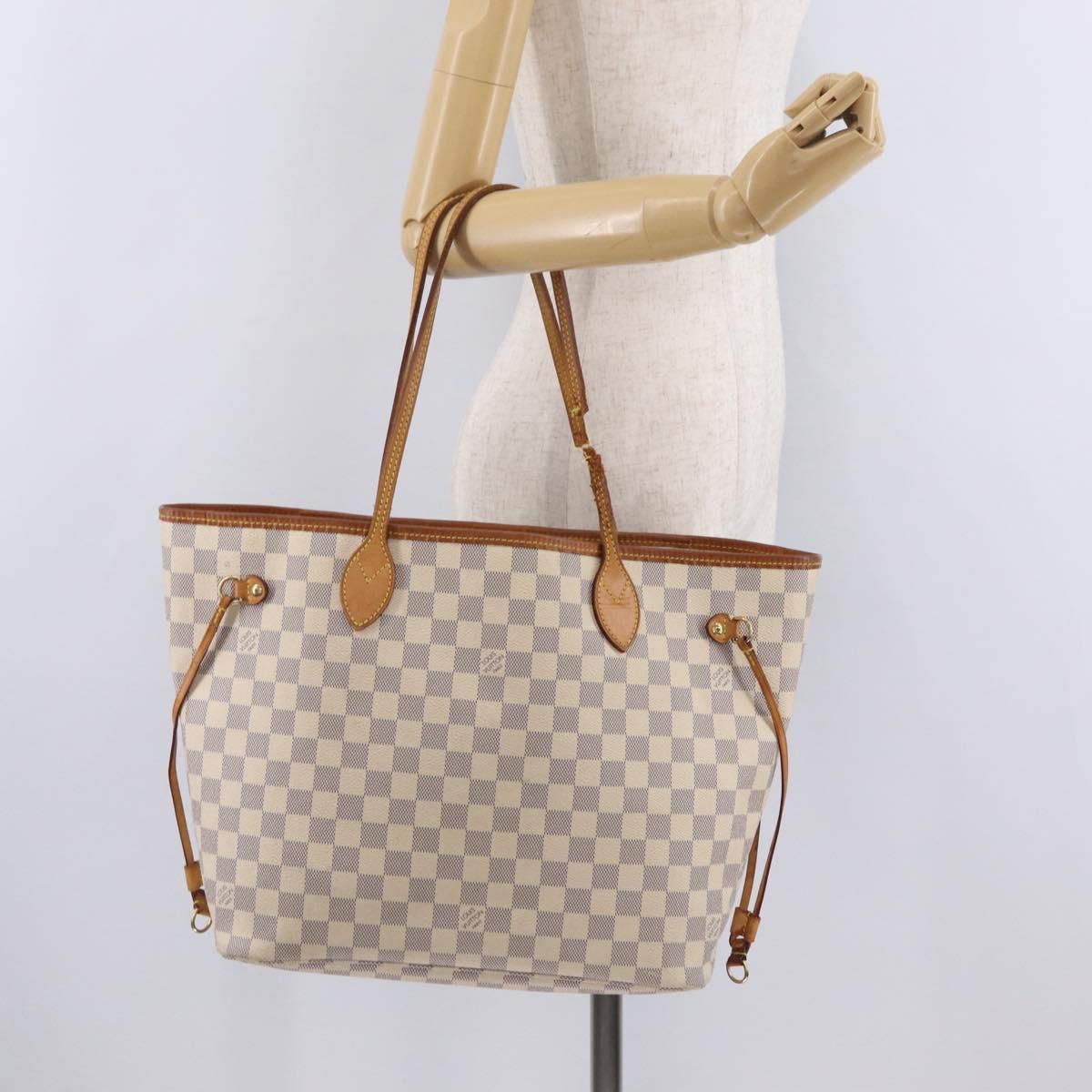 LOUIS VUITTON Damier Azur Neverfull MM Tote Bag N41605 LV Auth 208093