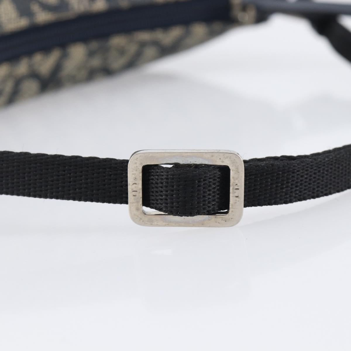 Christian Dior Trotter Canvas Accessory Pouch Navy Silver Auth 208100V