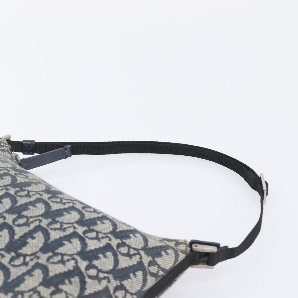 Christian Dior Trotter Canvas Accessory Pouch Navy Silver Auth 208100V