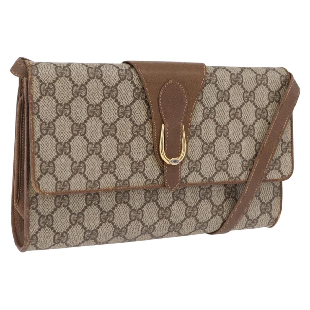 GUCCI GG Supreme Shoulder Bag PVC Beige Gold Tone 94 02 050 Auth 208106