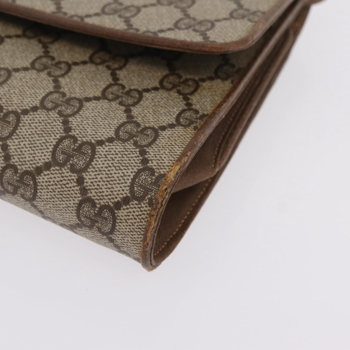 GUCCI GG Supreme Shoulder Bag PVC Beige Gold Tone 94 02 050 Auth 208106